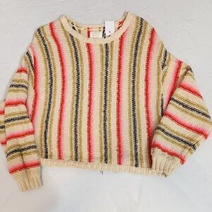 Billabong Cream and Pink Striped Sweater